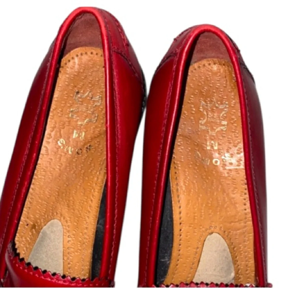 Authentic Donald J. Pliner designer red leather wedge loafers Sz 7.5